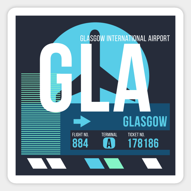 Glasgow (GLA) Airport // Sunset Baggage Tag Sticker by Now Boarding